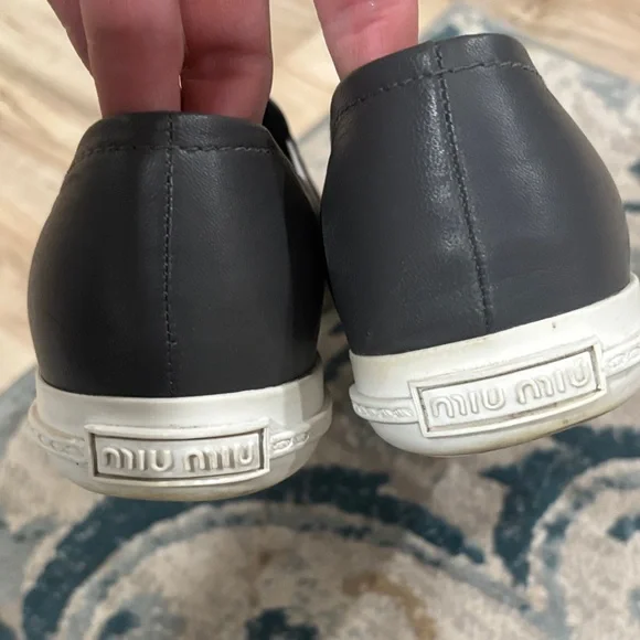 Miu Miu Gray and Silver Slip-On Sneakers - Picture 7 of 10